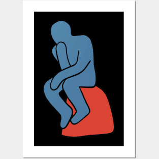 Rodin - The Thinker (cartoonish minimal version) Posters and Art